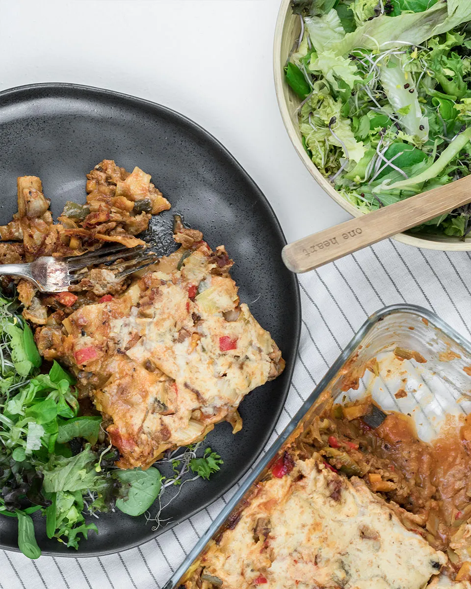 Healthy lasagna without meat and loaded with vegetables