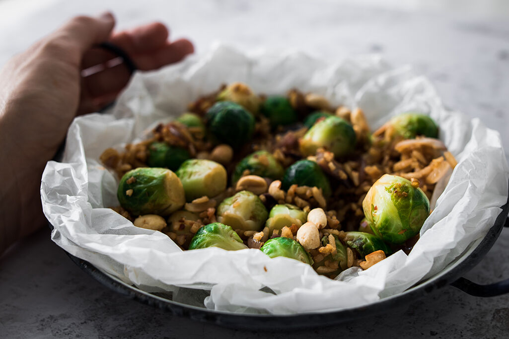 Brussels sprouts with rice