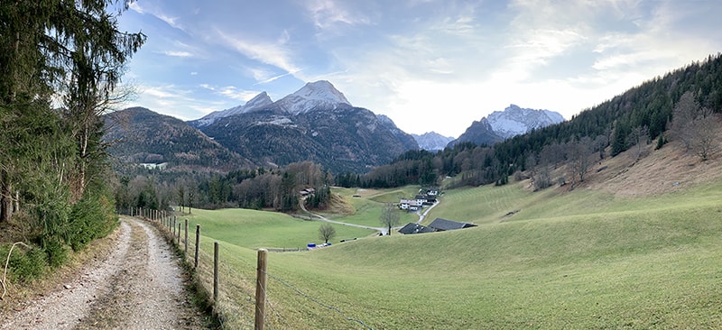 Panorama view Haus Oberlantal, Ramsau bei Berchtesgaden, Germany