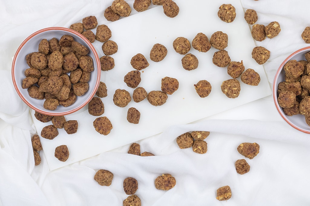 Dutch spice cookies (pepernoten) photographed from above