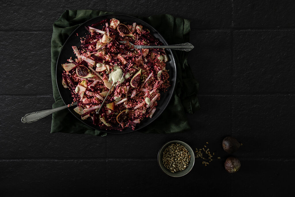 Couscous salad with raw kohlrabi