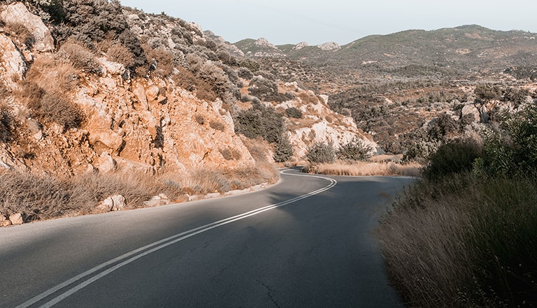 Road to beach Balos, Samos Greece