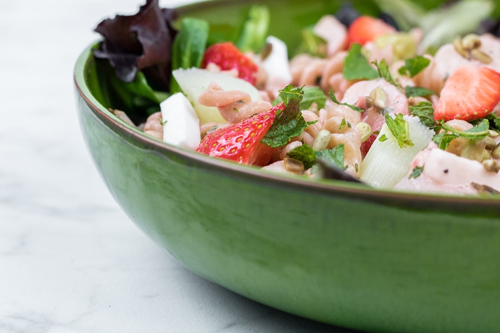 Strawberry pasta with mint