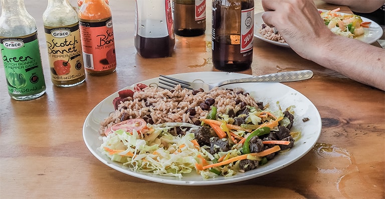 Rice and peas at Eggy's, Jamaica