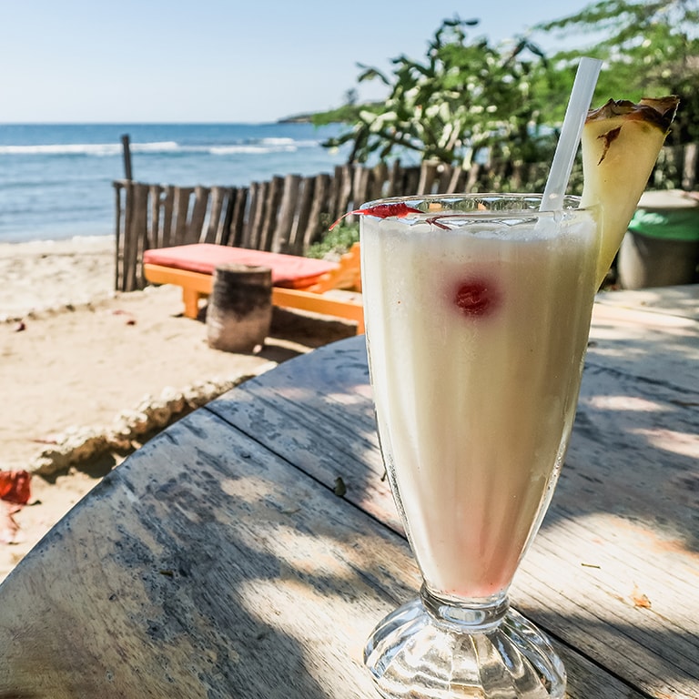 Pina colada at Jack Sprat, Jamaica