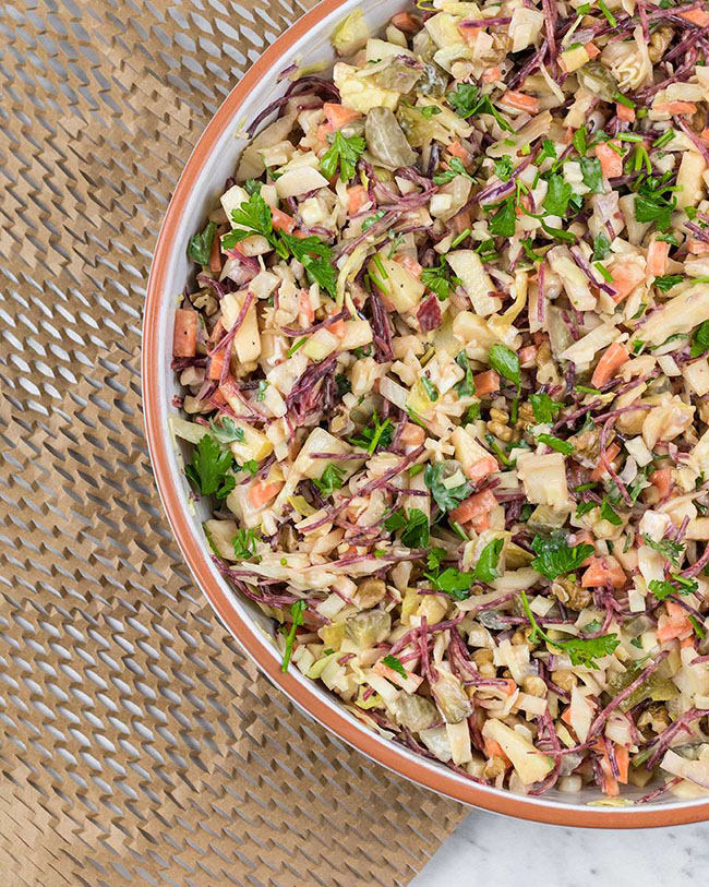 Vegan cabbage slaw with chicory