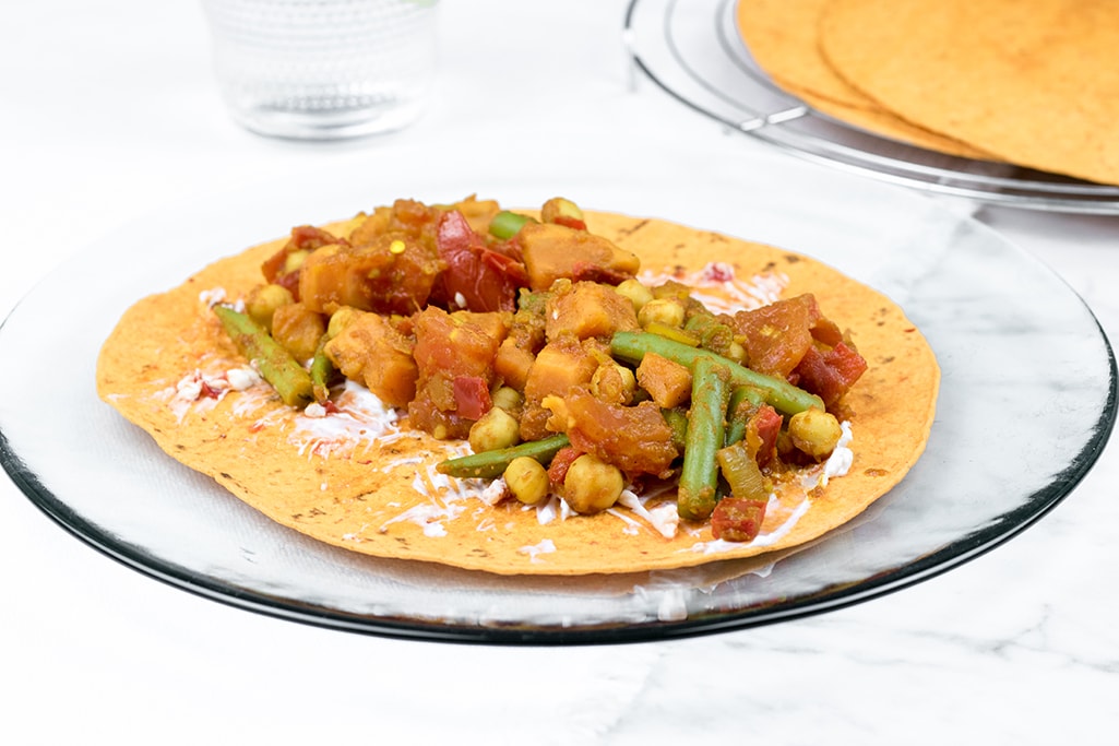 Tortillas with vegetarian roti