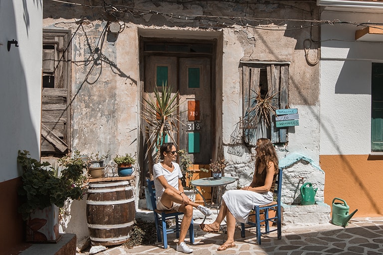 Village square Vourliotes, Samos, Greece