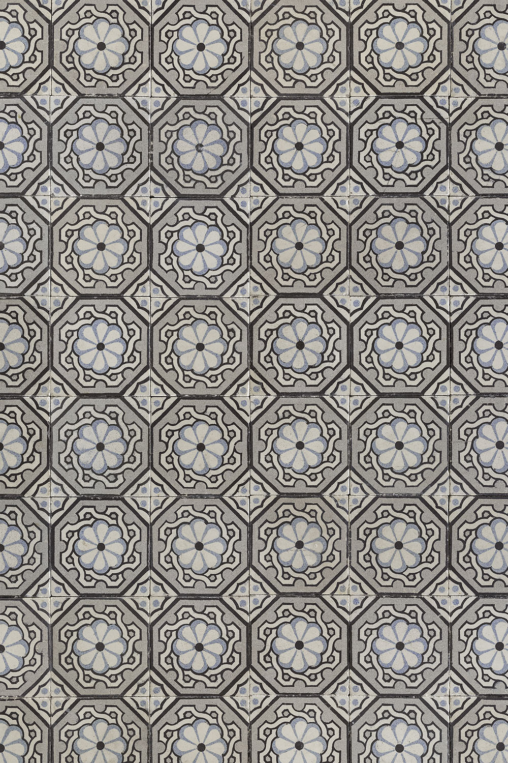 Cloister tiles photography background with charming flower pattern