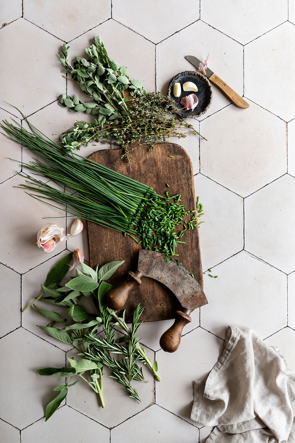 Hexagon floor tiles background with antique look for photography