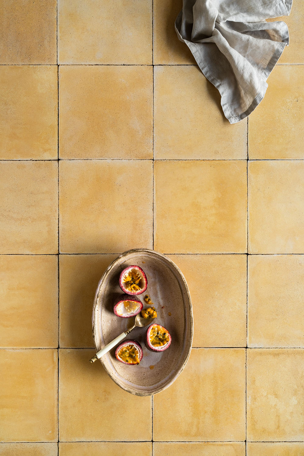 Yellow tiles backdrop with beautiful hues printed on vinyl