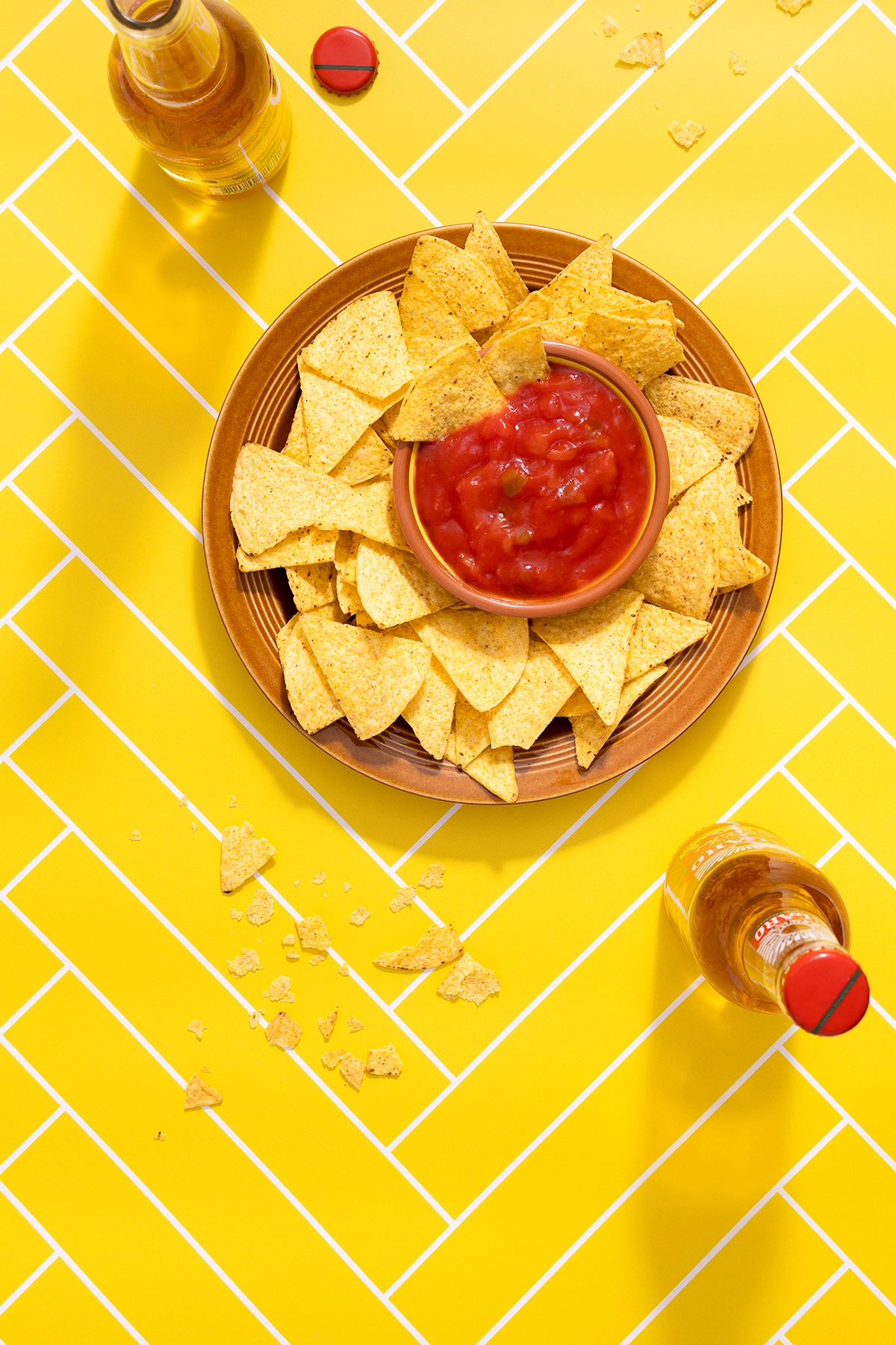 Graphic herringbone tile backdrop for product & food photography