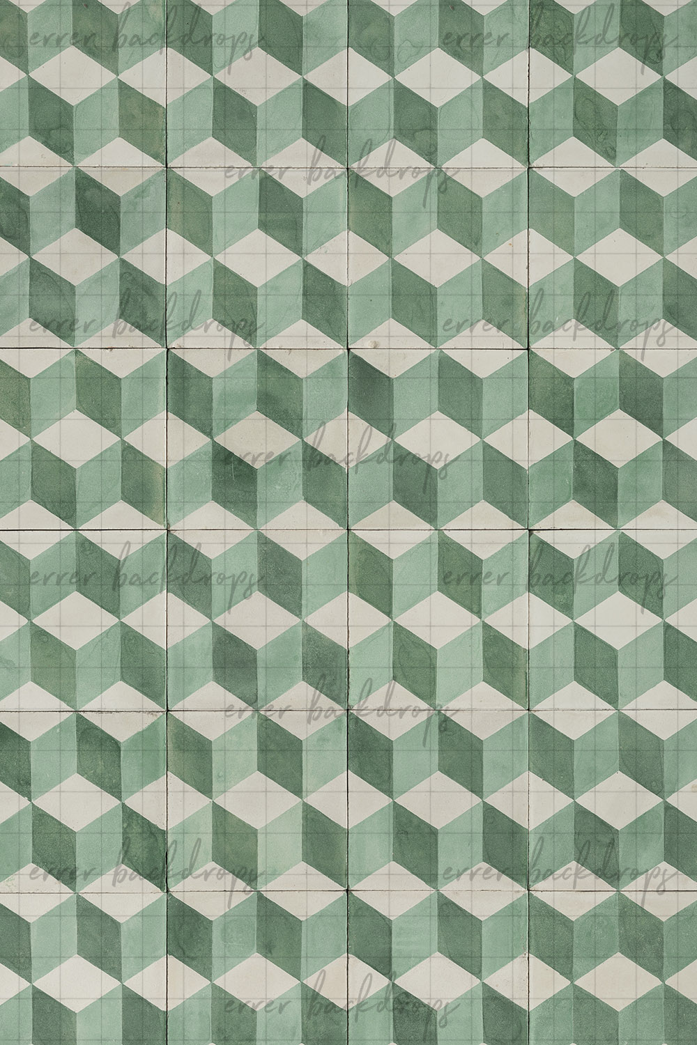Vintage Art Deco tile photography backdrop in green tones