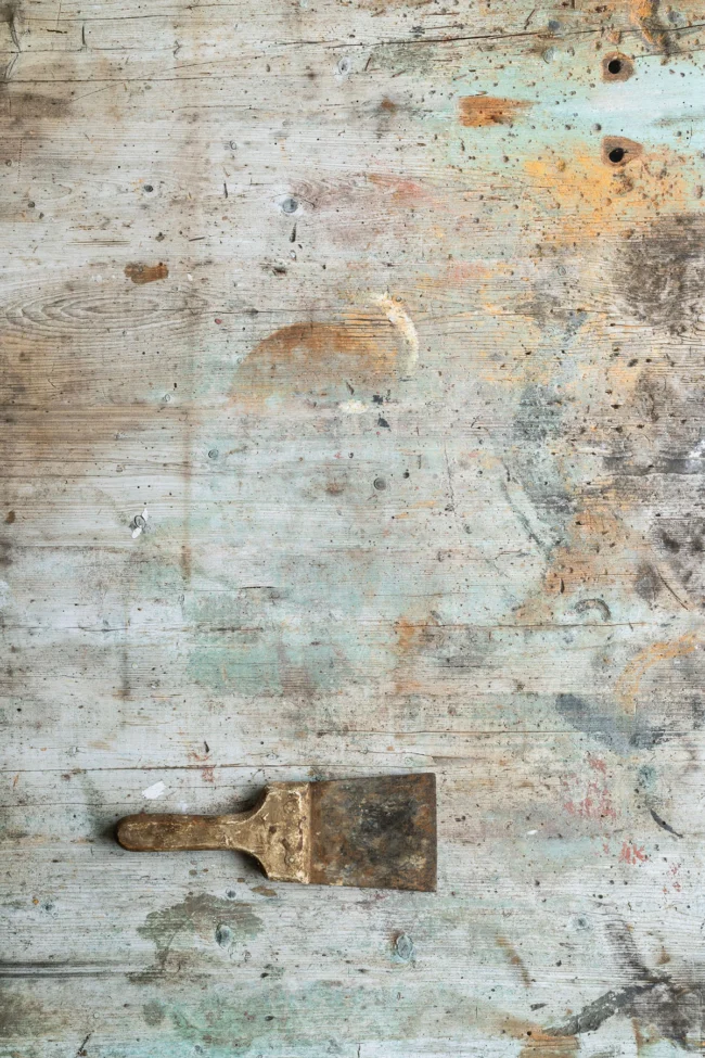 Characteristic work table vinyl photography and styling backdrop