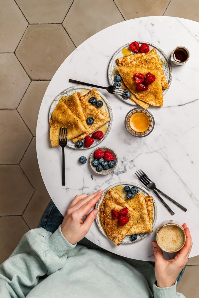 Restaurant photography backdrop with intricate marble texture