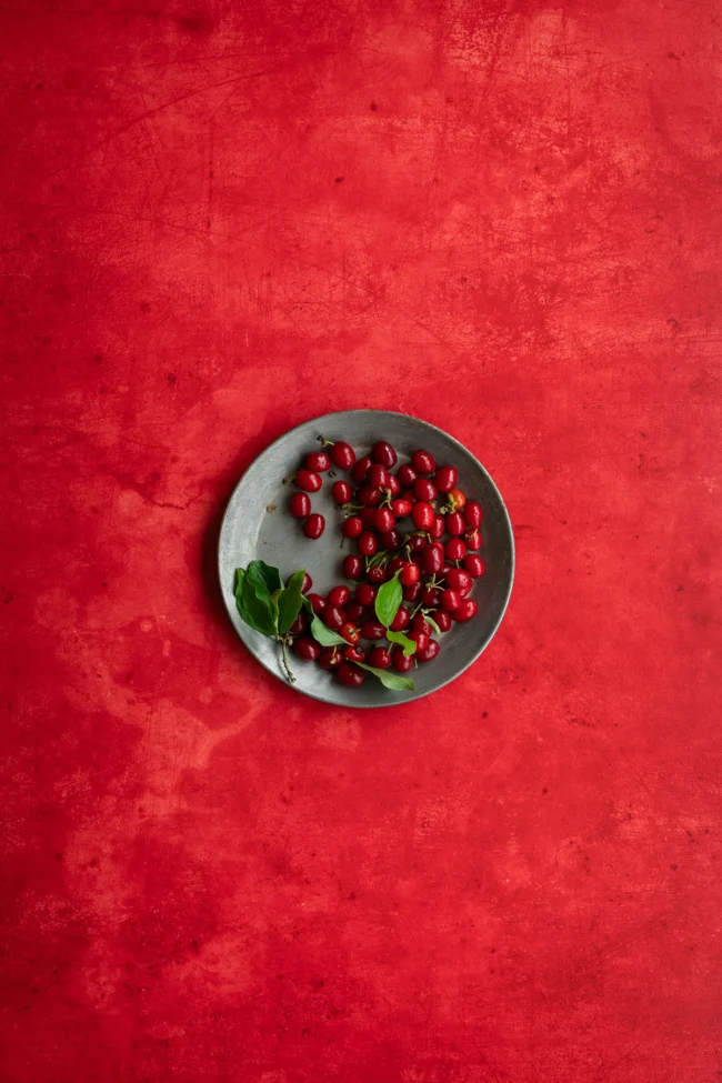 Red vinyl photography backdrop ideal for Christmas content