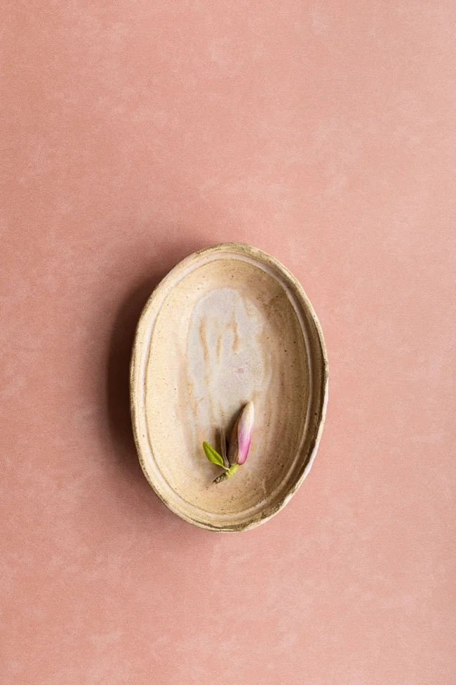 Peachy pink vinyl backdrop for foodstyling and beauty photography