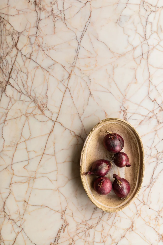 Beige marble shooting surface for food photography