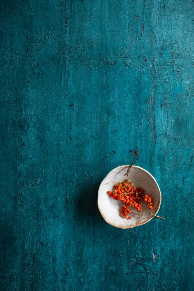 Dark teal shooting backdrop for autumnal styling and photo shoots